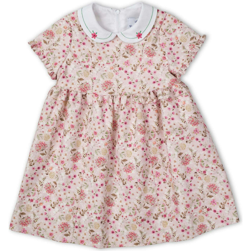 Floral Dress With Embroidered Collar