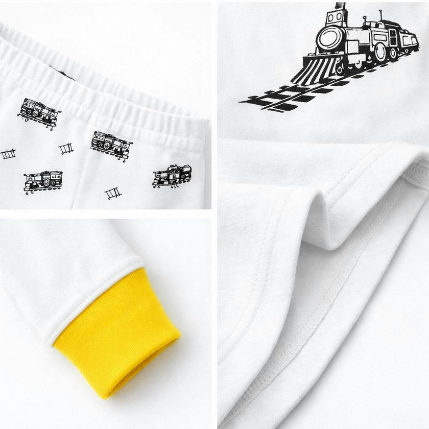 Kids and Toddlers 2 Pack Trains/Astronauts Shorts Sleeve Snug Fitted Pajamas