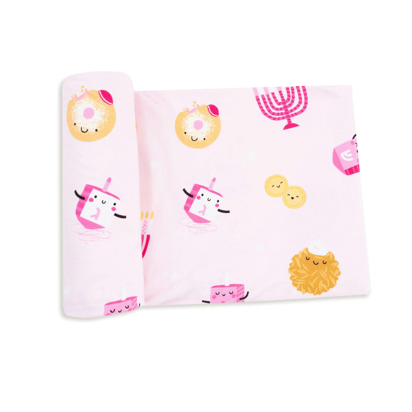 Hanukkah - Pink - Bamboo - Swaddle Blanket