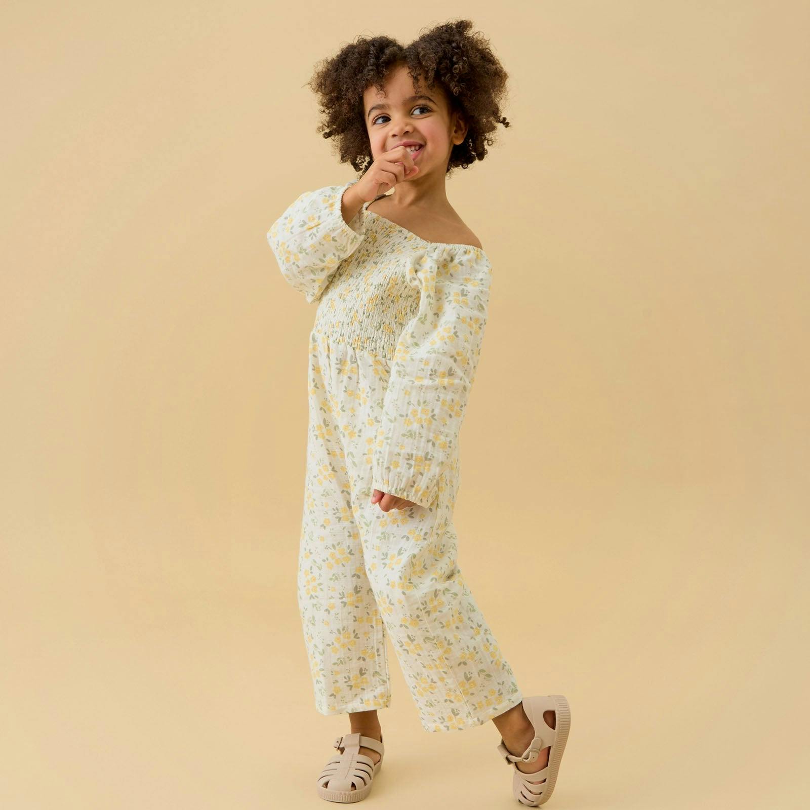 Floral Muslin Smocked Jumpsuit