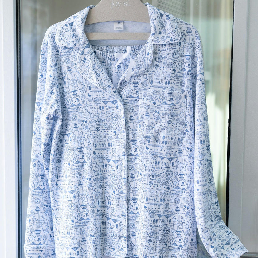 Boston Women's Button Front Long Pajama Set