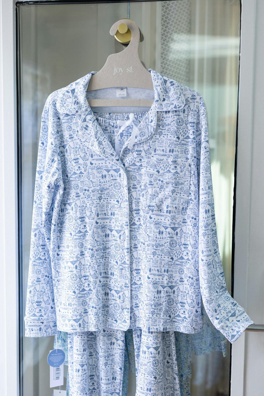 Boston Women's Button Front Long Pajama Set