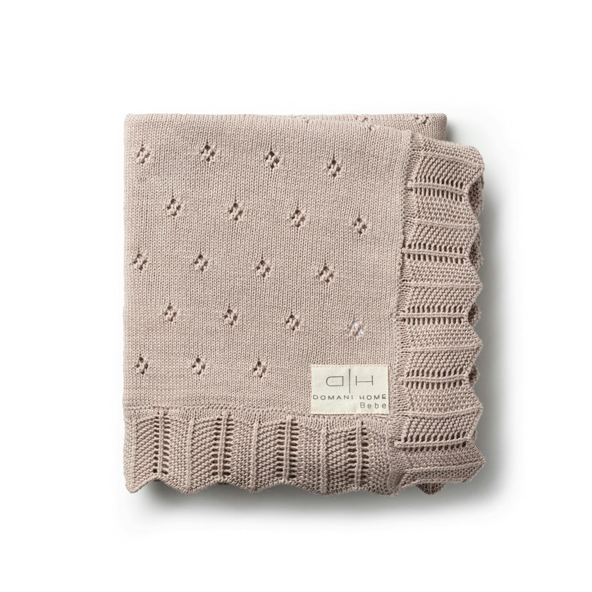 Scalloped Pointelle Blanket - Rice