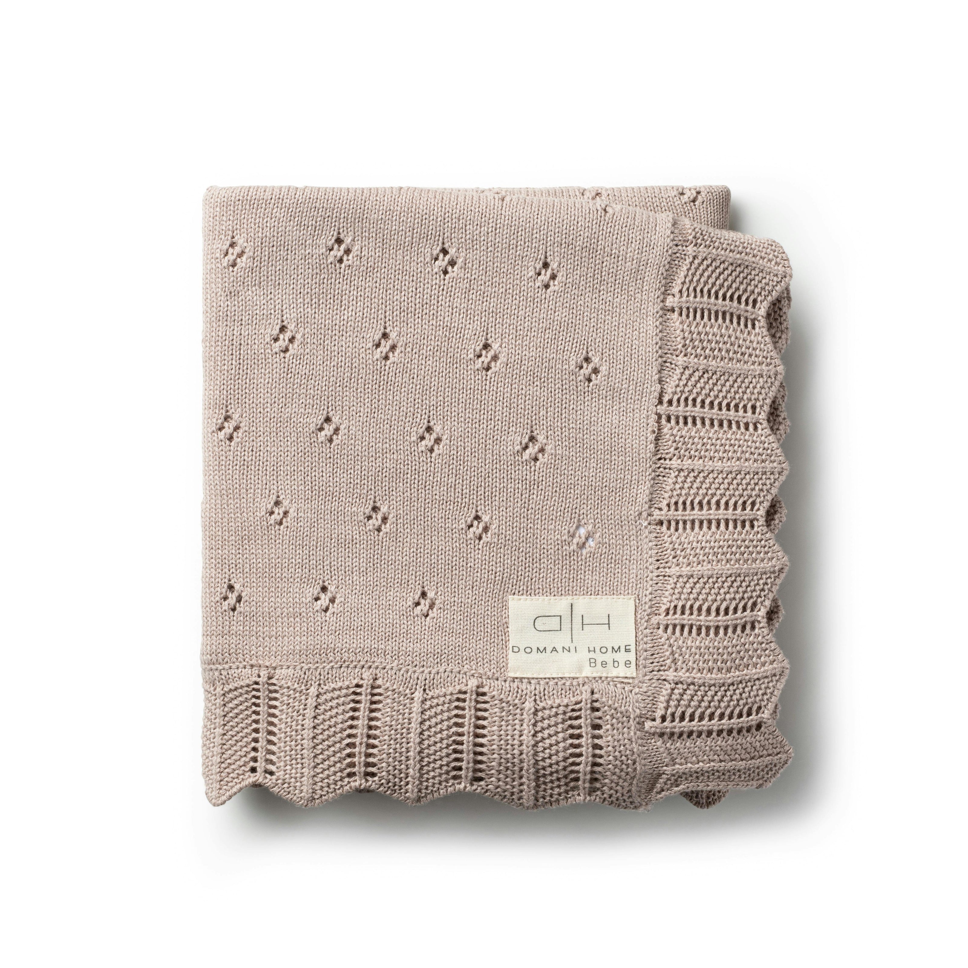 Scalloped Pointelle Blanket - Rice