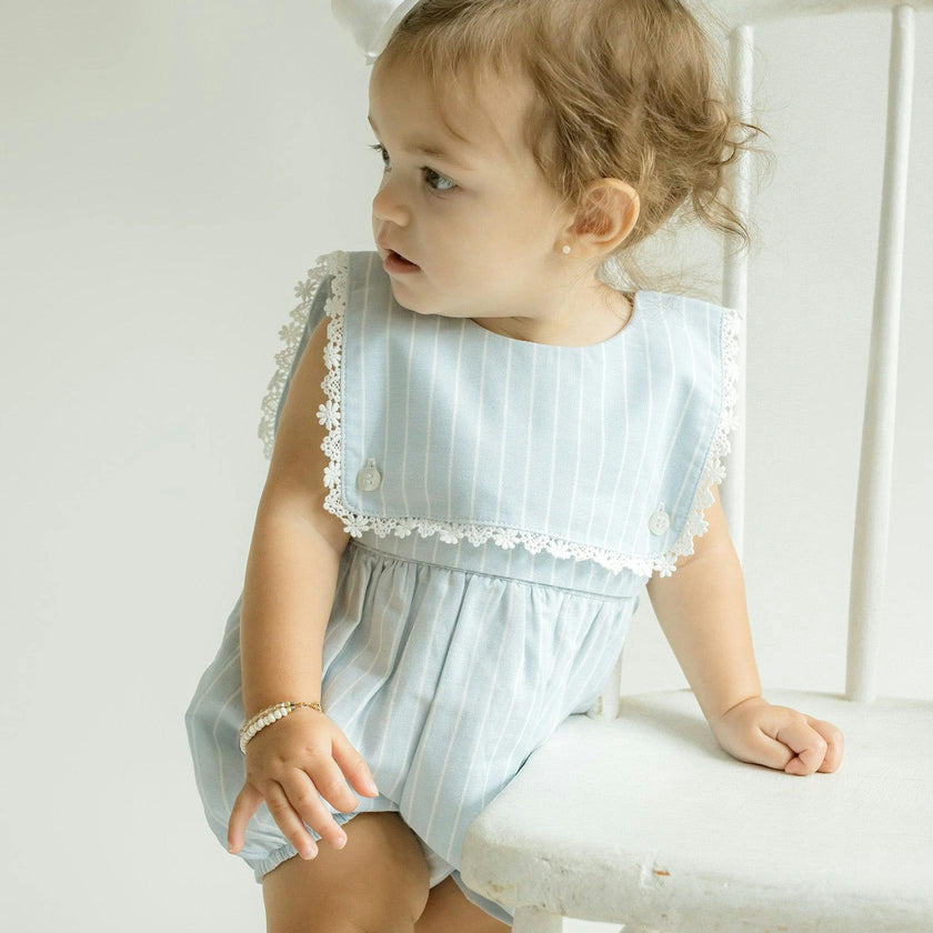 Colette Bubble Romper - Lt. Blue Striped