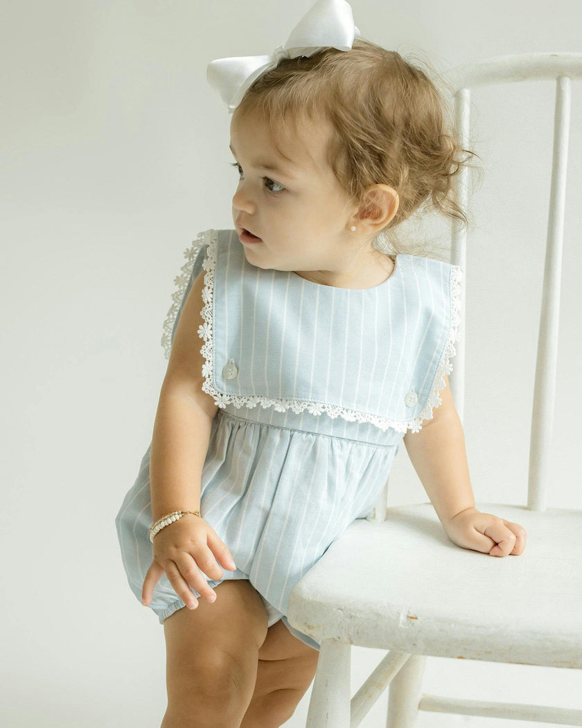 Colette Bubble Romper - Lt. Blue Striped