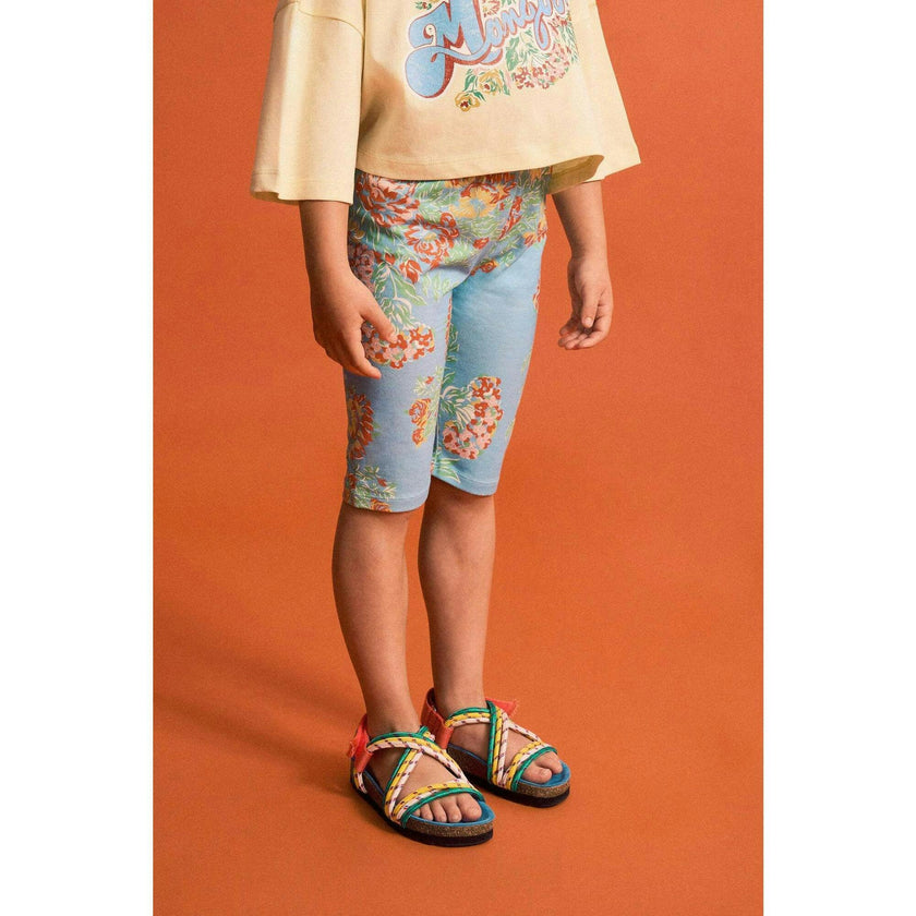 VINTAGE FLOWERS SHORT LEGGINGS LIGHT BLUE