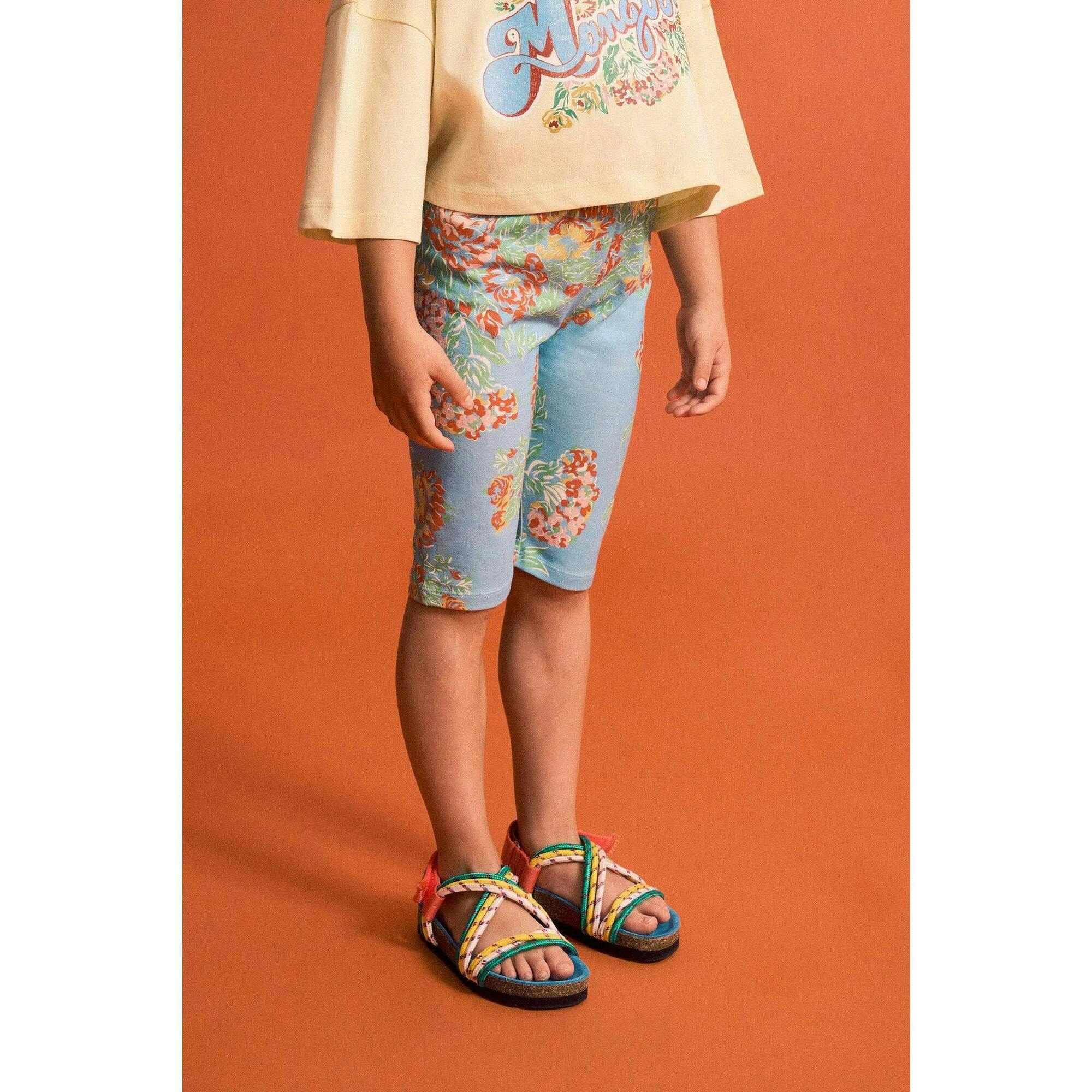 VINTAGE FLOWERS SHORT LEGGINGS LIGHT BLUE