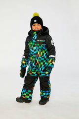 Kids One Piece Play Snowsuit Blue Checkered Print