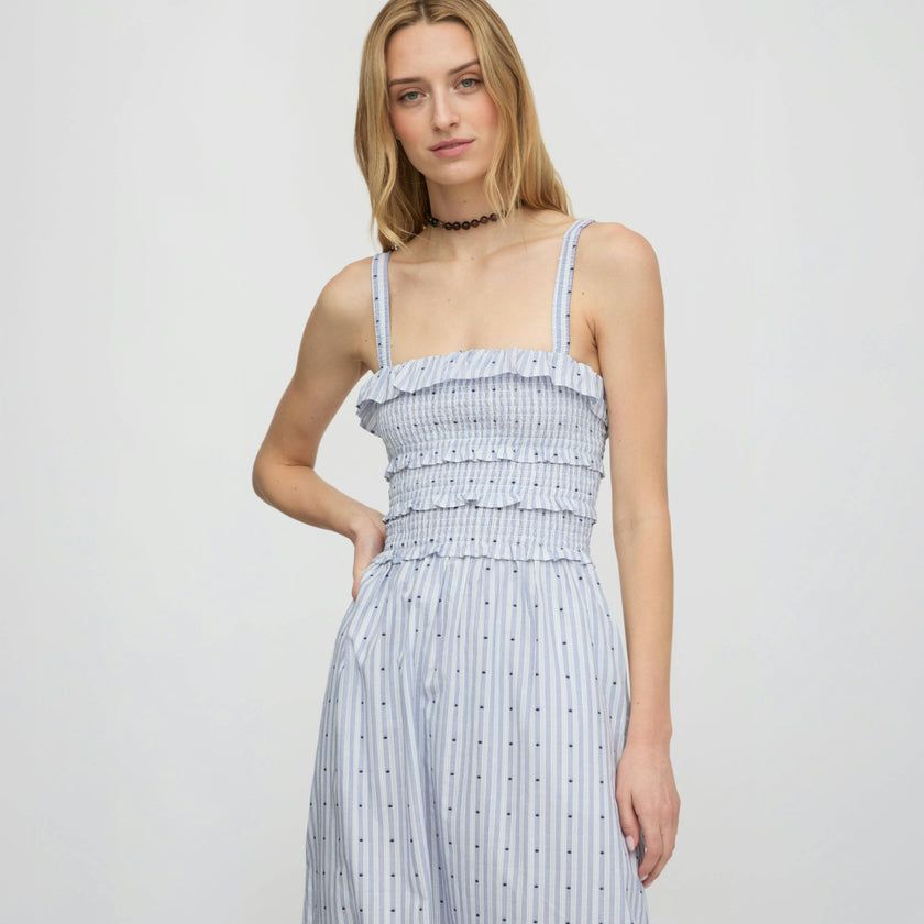 The Analise Nap Dress - Blue Swiss Dot
