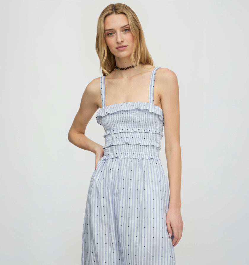 The Analise Nap Dress - Blue Swiss Dot