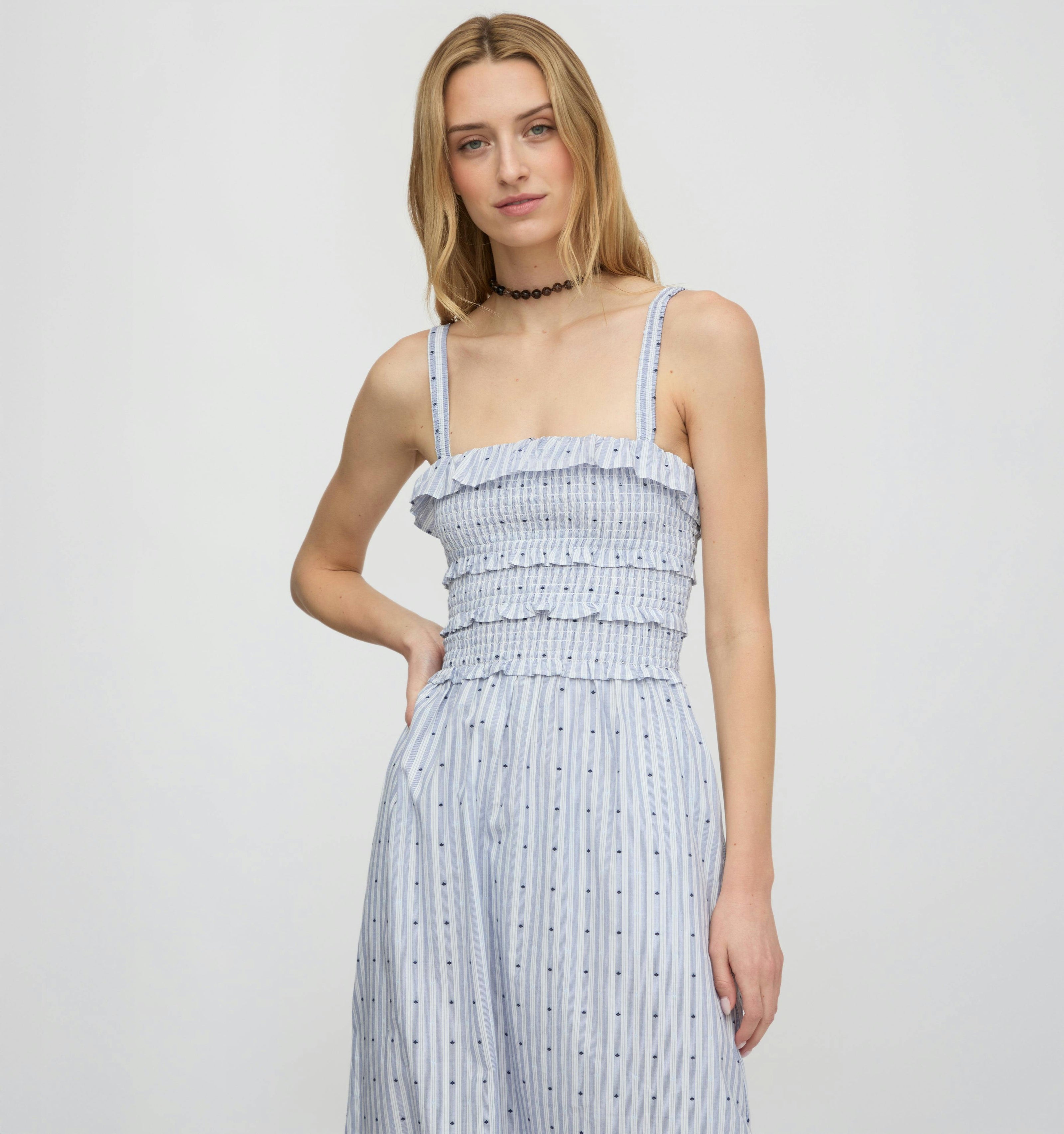 The Analise Nap Dress - Blue Swiss Dot