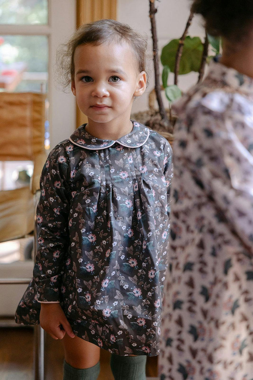 Charlie Dress and Bloomer Set in Woodland Floral in Cocoa