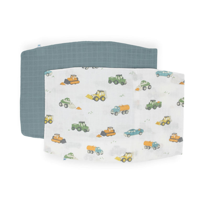 Cotton Muslin Pillowcase 2 Pack - Work Trucks