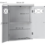 Dawson Wooden Wall Cabinet with Cross Molding and 2 Doors