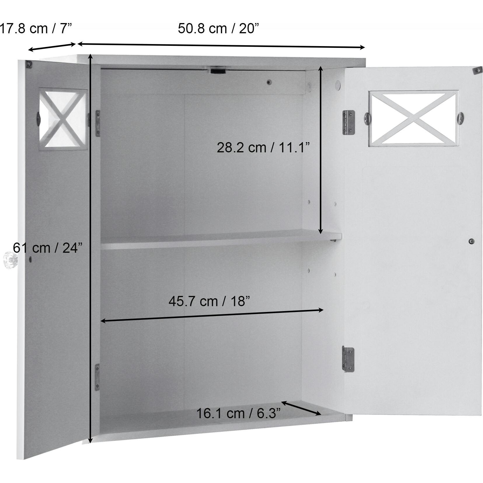 Dawson Wooden Wall Cabinet with Cross Molding and 2 Doors