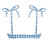 women's navy picnic gingham bikini top