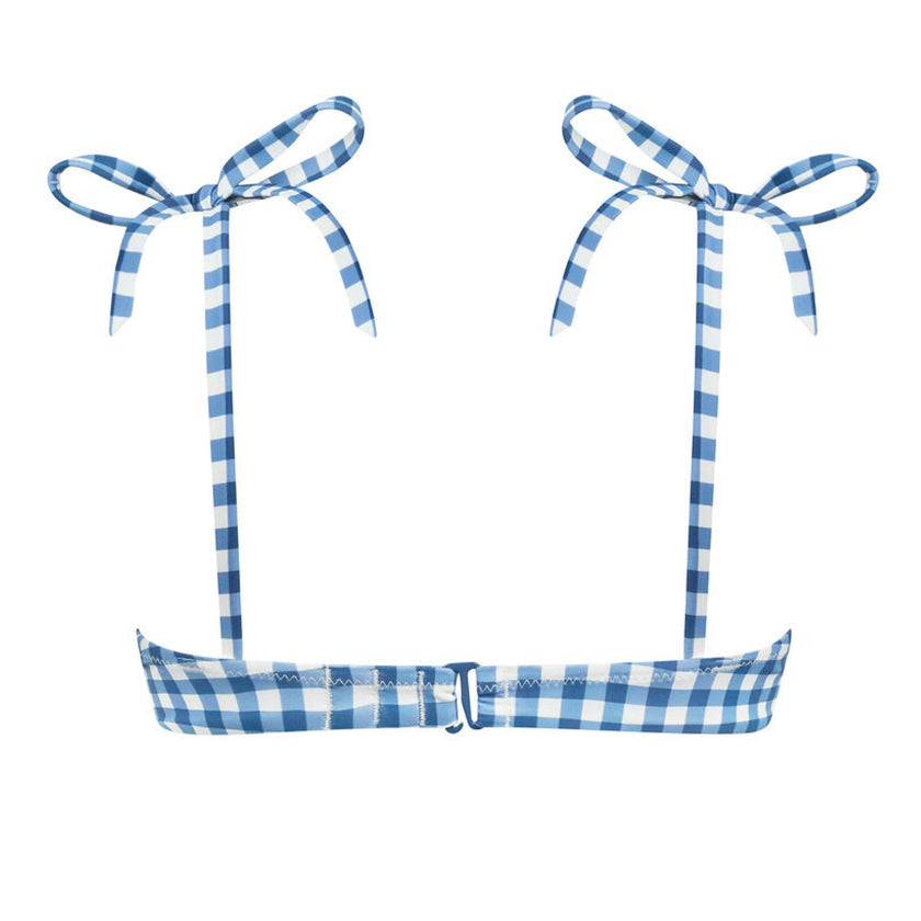 women's navy picnic gingham bikini top
