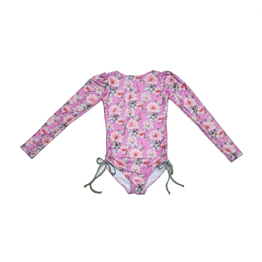 Long Sleeve One Piece Swimsuit with Side Ties