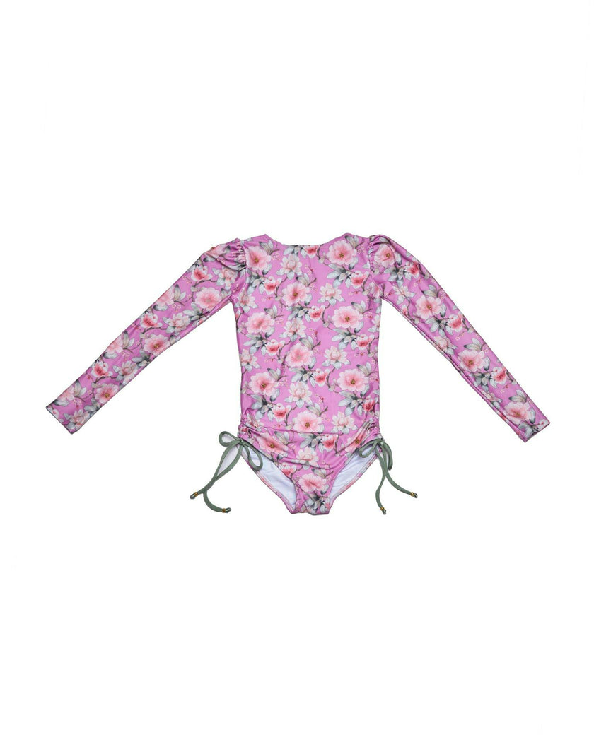 Long Sleeve One Piece Swimsuit with Side Ties