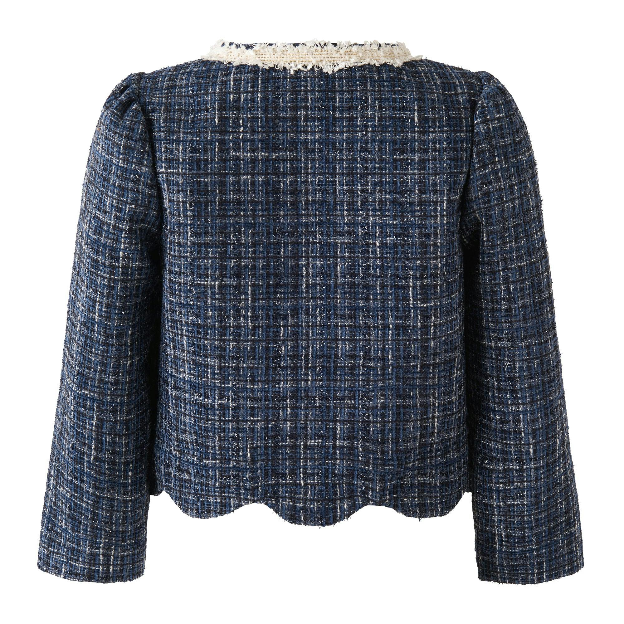 Navy Tweed Skirt Set