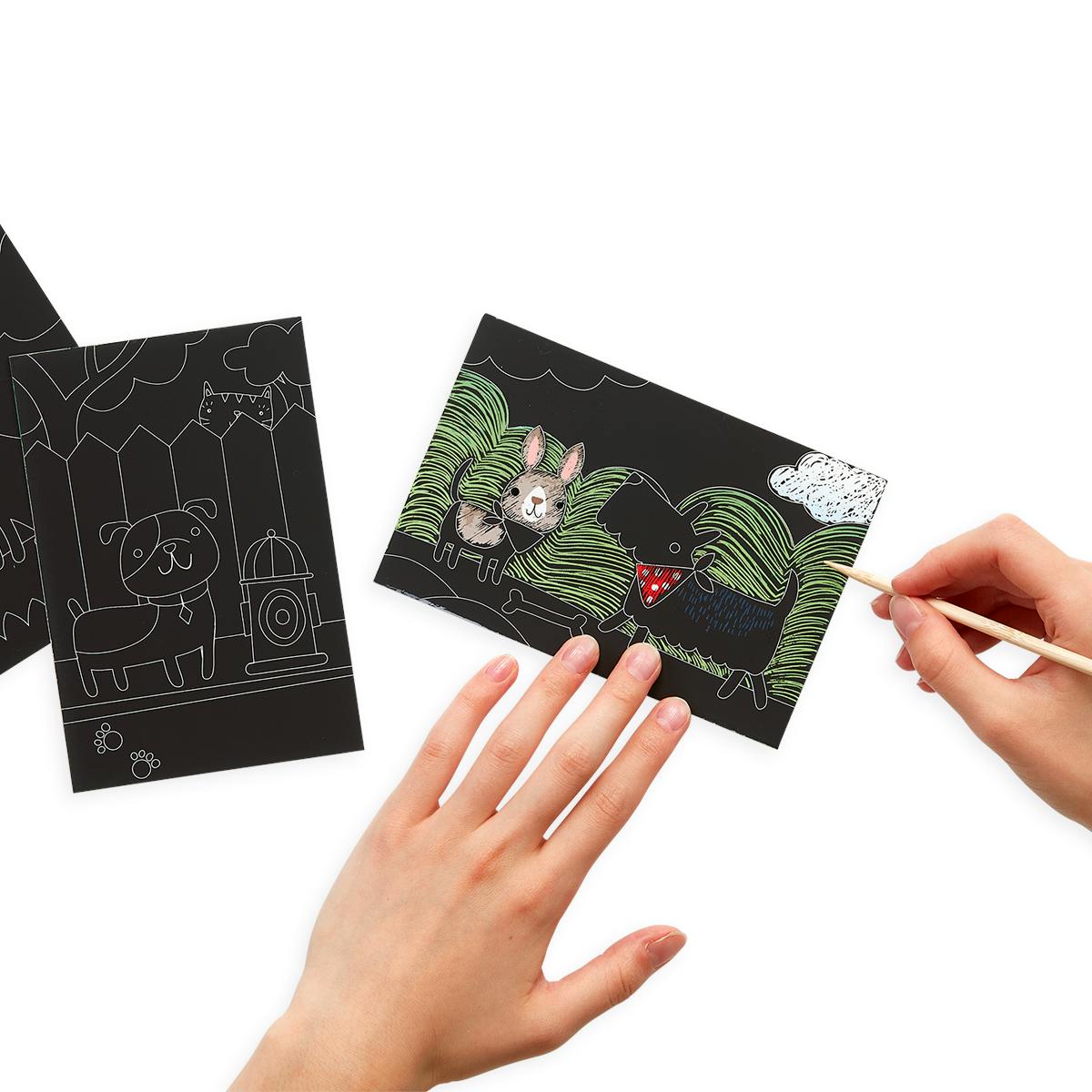 Scratch and Scribble Mini Scratch Art Kit - Playful Pups - 6 Cards