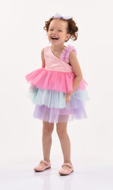 Pink Cakepop Multicolor Layered Tulle Dress