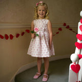 Heart Damask Sleeveless Adjustable Bow Belt Dress