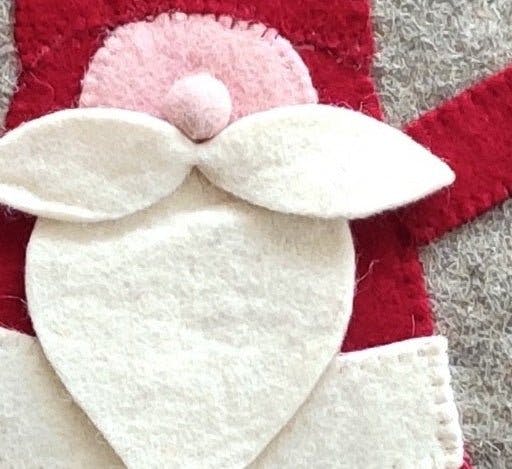 Hand Felted Wool Pillow - Gnome Red Sequin Hat - 20"