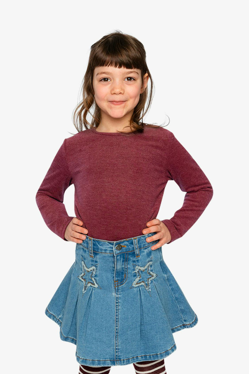 Brushed Rib Crew Neck Top Reddish-Brown