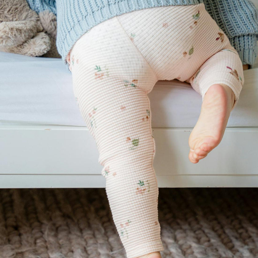 Organic Cotton Waffle Legging in Birds