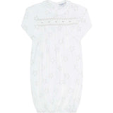 Grey Stars Print Smocked Gown