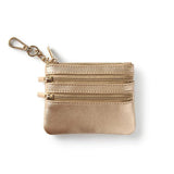 Packed Party Mini Gold Metallic Leatherette Clip and Zip Wallet - Three-Compartment Mini Wallet with Gold Clip for Phone Chains and Keyrings, 4.25x3.5 Inch