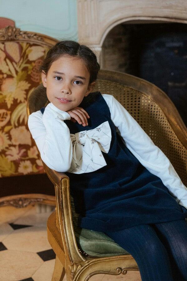 Malice Velvet Dress for Girls with a Bow