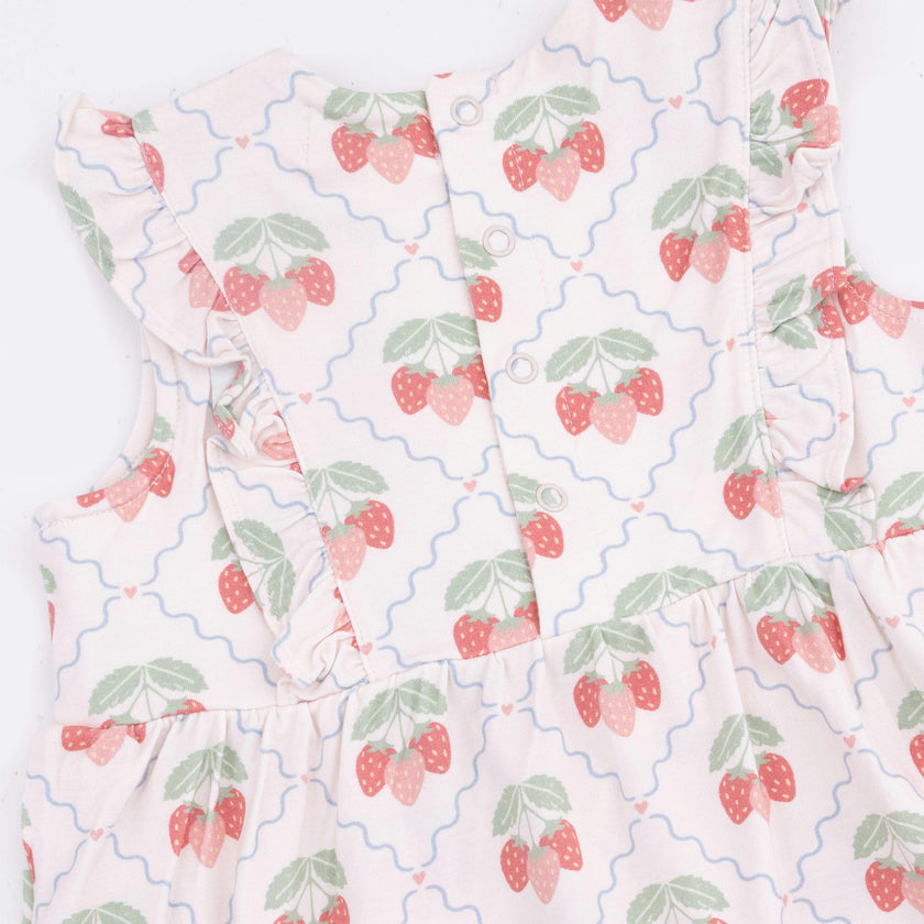 Sweet Strawberries - Ruffle Bodysuit Dress