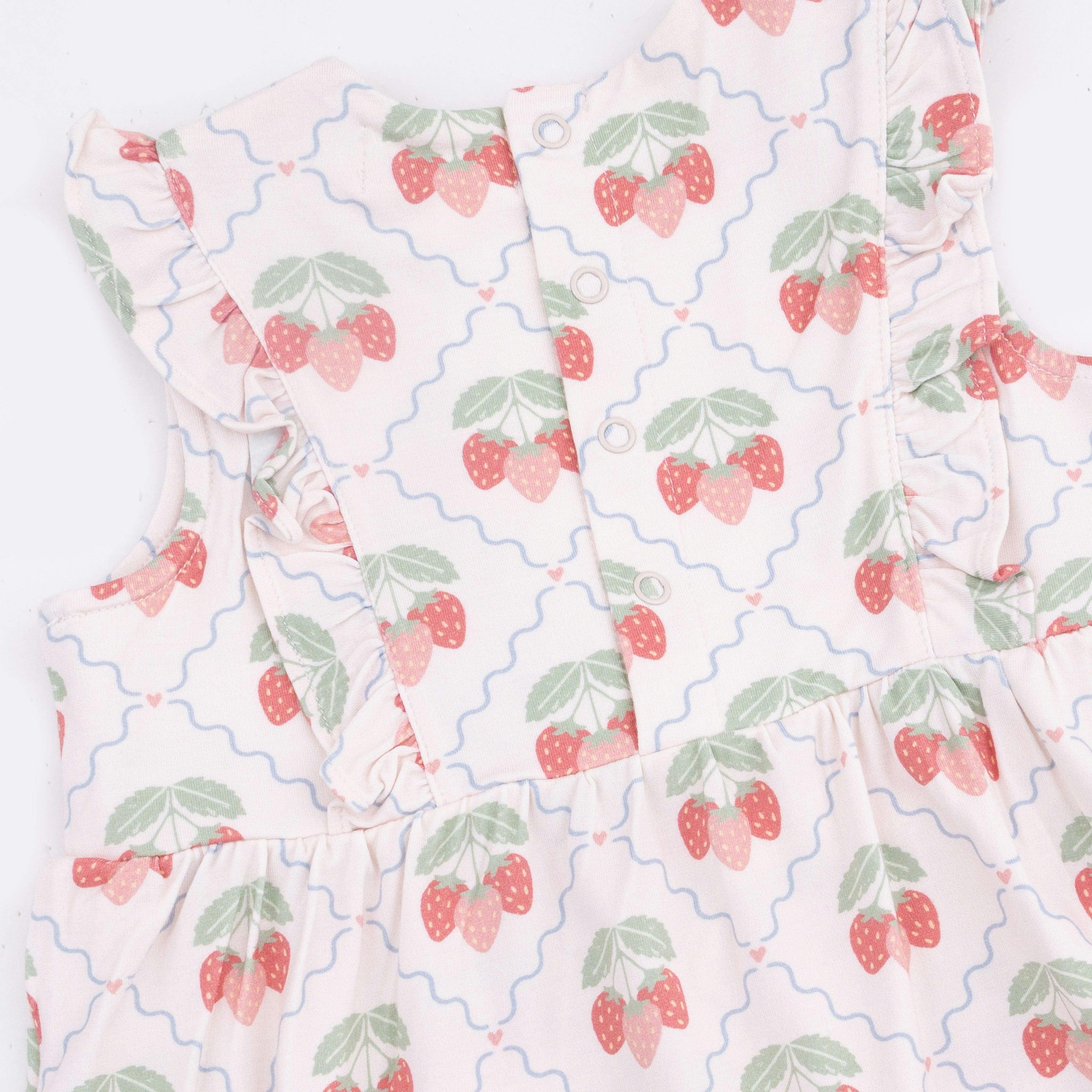 Sweet Strawberries - Ruffle Bodysuit Dress