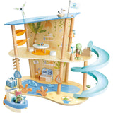 Hape: Ocean Rescue Playset - 47pc Wooden 2 Level Doll House w/ Slide