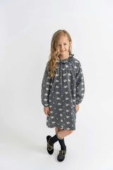Checkered Embroidered Dress Black