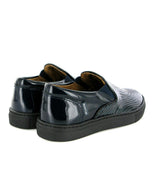 Leather Slip On Sneakers, Black & Dark Blue