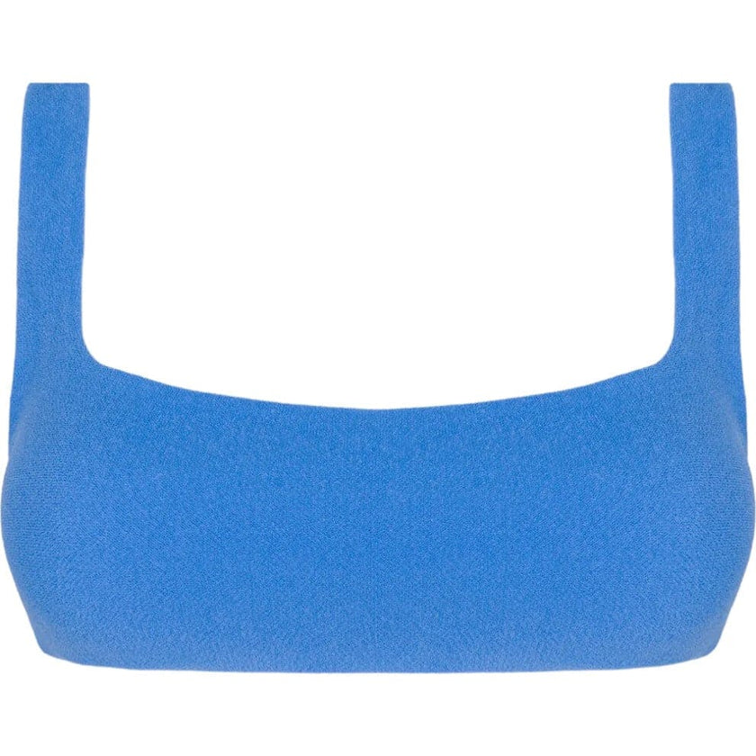 women's deep sea blue terry square neck bikini top