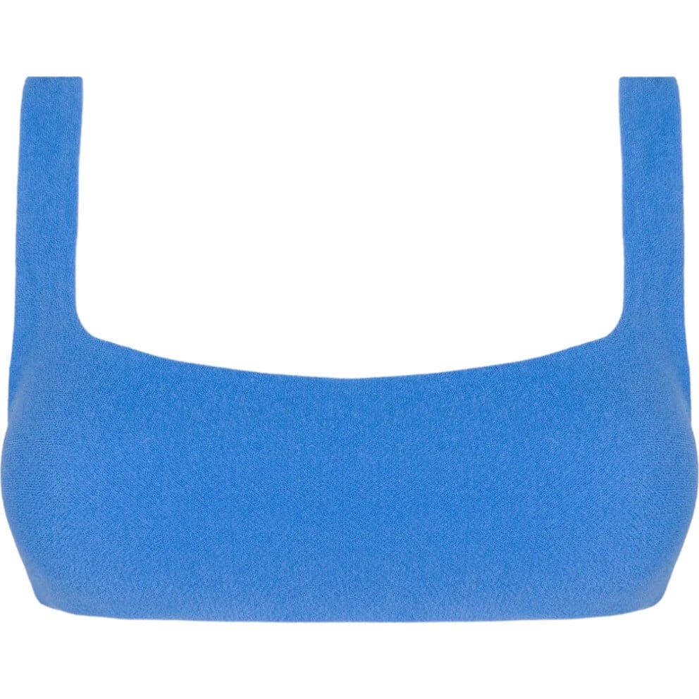 women's deep sea blue terry square neck bikini top
