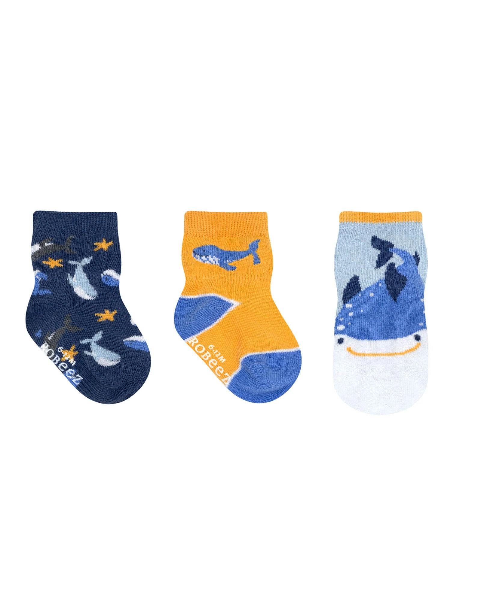 Humpback 3-Pack Baby Socks in Dark Blue