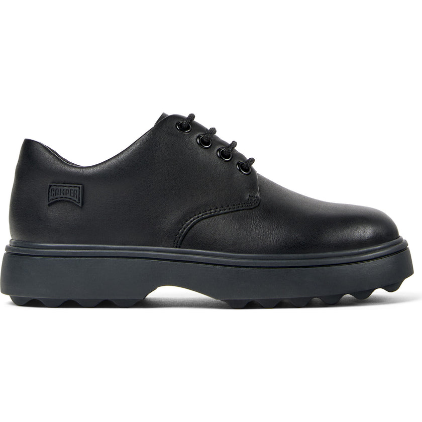 Kids Norte Leather Lace-Up Shoes, Black