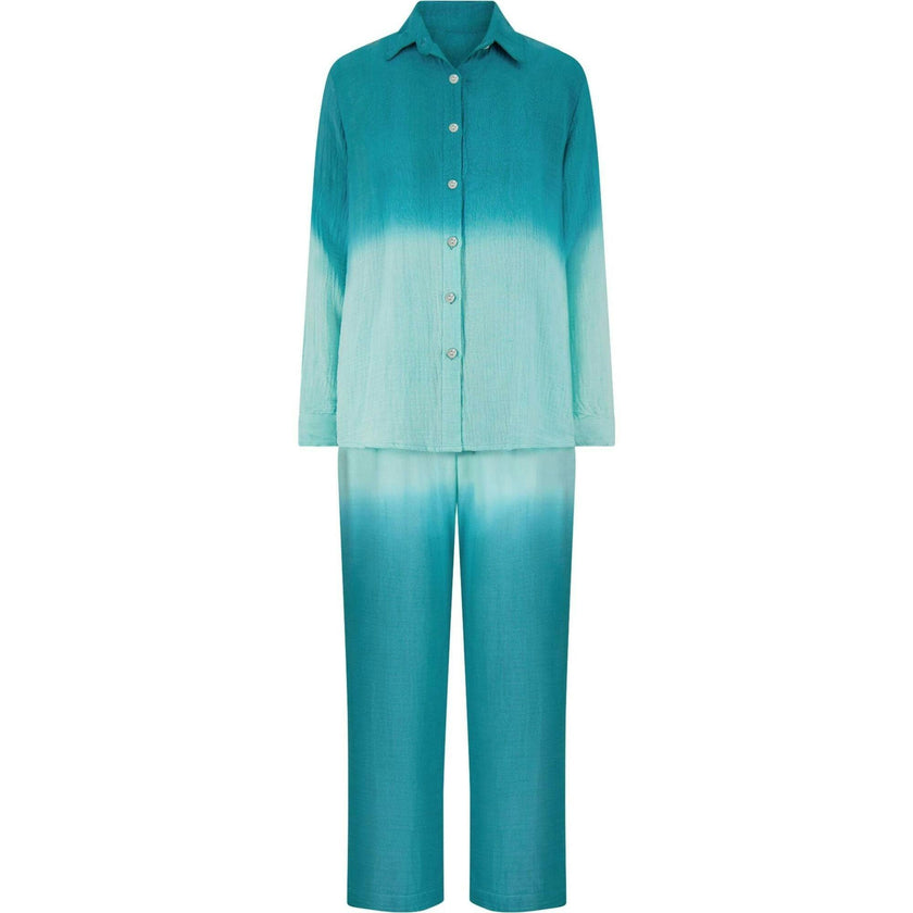 Clementine Womens Top & Pant Set-Aqua Ombre, Green