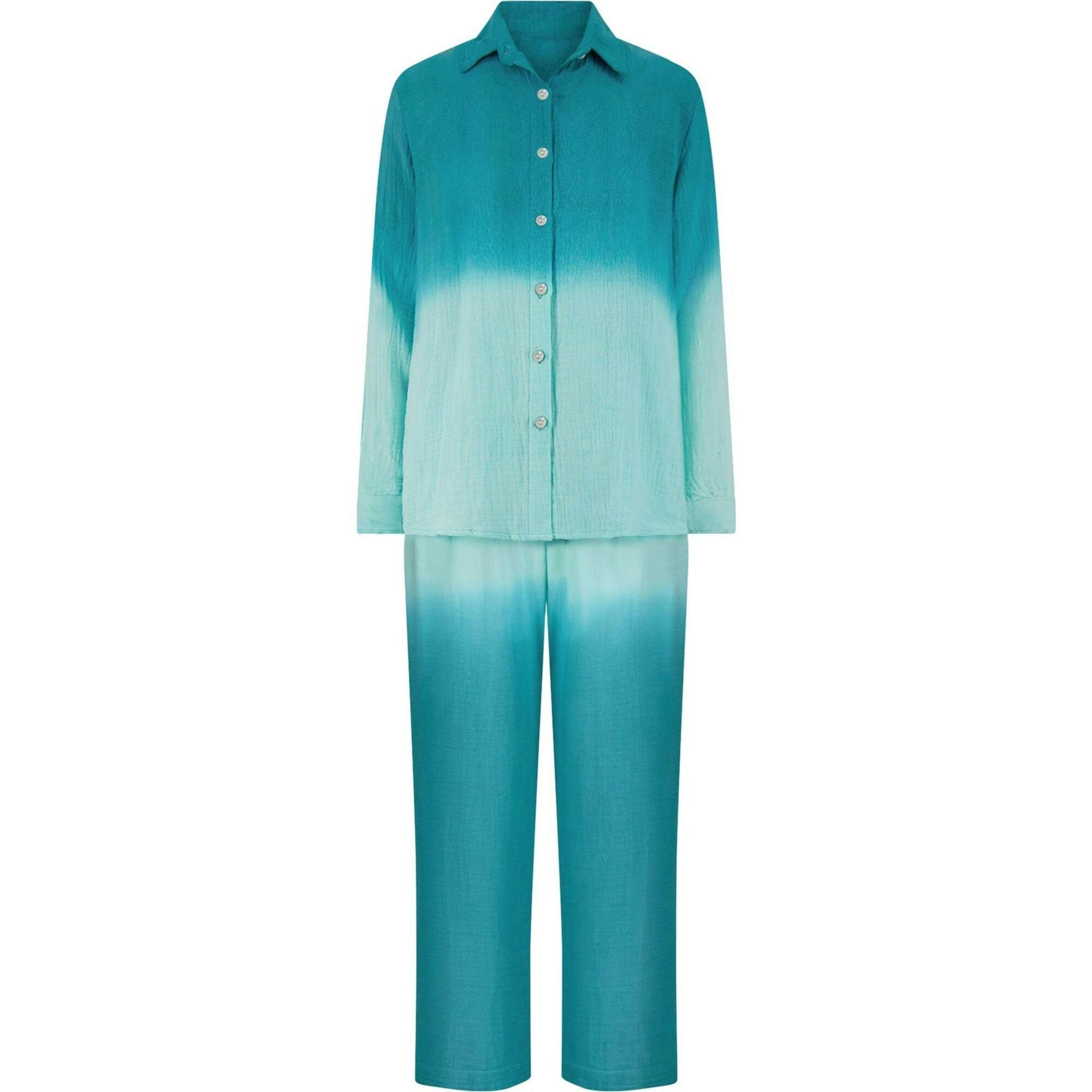 Clementine Womens Top & Pant Set-Aqua Ombre, Green