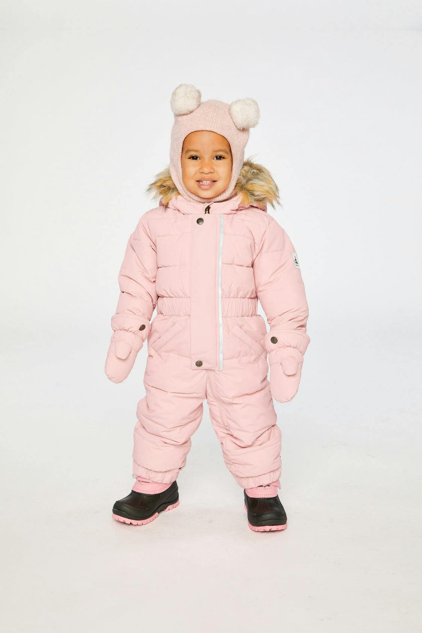 Baby Original One Piece Puffy Snowsuit With Removable Mittens And Boots Pale Dusty Pink