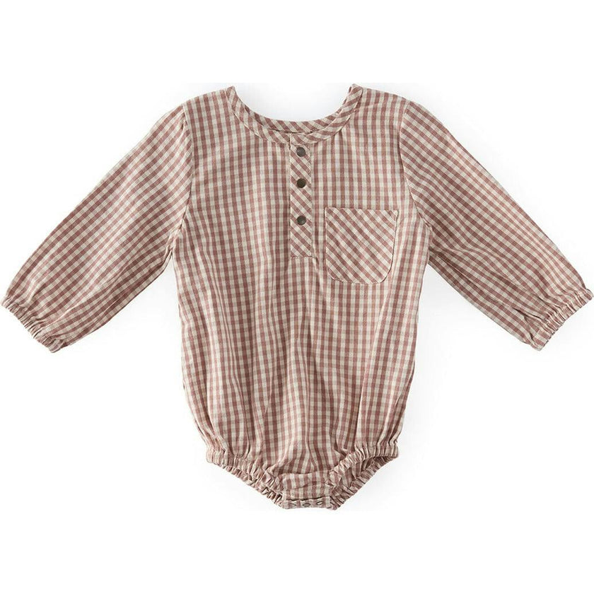 Thistle Gingham Long Sleeve One-Piece, Pink