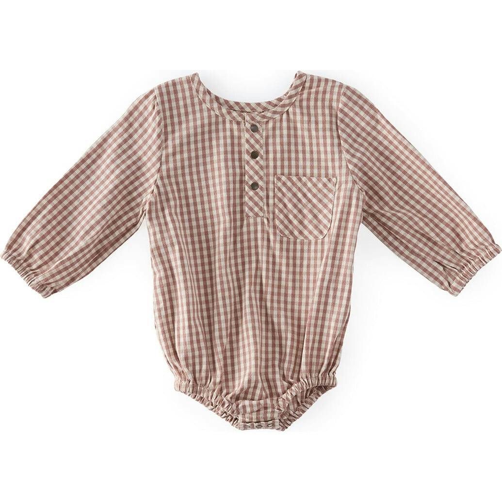 Thistle Gingham Long Sleeve One-Piece, Pink