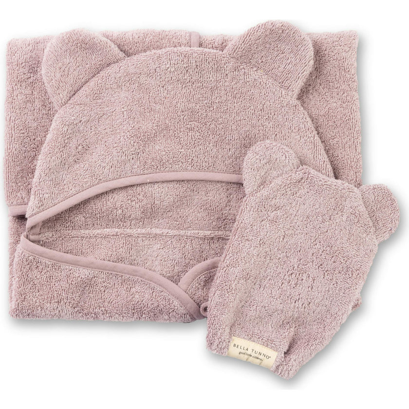 Hooded Towel + Wash Mitt Set Orchid