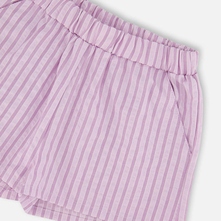 Top And Short Set Lavender Stripes